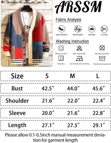 Arssm Mens Cardigan Sweater Knitted Long Sleeve V Neck Button Down Sweaters Casual Cardigans in Kuwait