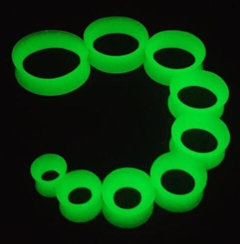 Pair 1/2" (12MM) GLOW IN THE DARK CLEAR SILICONE EARSKIN TUNNELS Double Flare Gauges Super Ultra Thin Soft Flexible Flesh Plugs (2pcs) in Saudi Arabia
