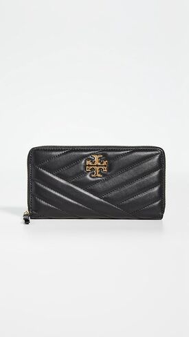 محفظة نسائية من Tory Burch Kira Chevron بسحاب كونتيننتال، سوداء، مقاس واحد in Kuwait