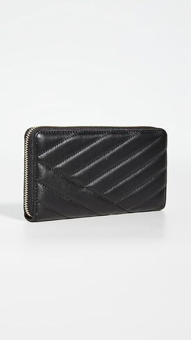محفظة نسائية من Tory Burch Kira Chevron بسحاب كونتيننتال، سوداء، مقاس واحد in Kuwait