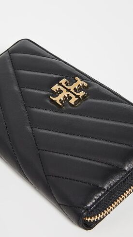 محفظة نسائية من Tory Burch Kira Chevron بسحاب كونتيننتال، سوداء، مقاس واحد in Kuwait
