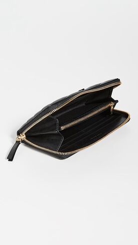 محفظة نسائية من Tory Burch Kira Chevron بسحاب كونتيننتال، سوداء، مقاس واحد in Kuwait