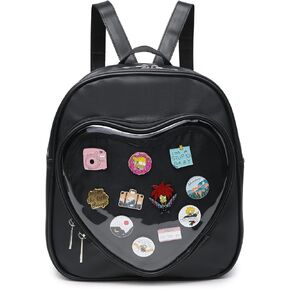 Ita Bag Backpack PU Leather Heart Shaped Purse JK Uniform Bags for Anime Pins Display