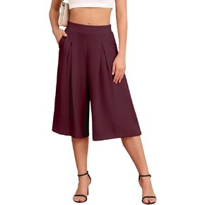 DILIUXING Women's Wide Leg Lounge Capri Pants with Pockets Lightweight High Waisted Loose Trouser