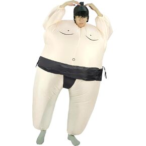 JYZCOS Inflatable Adult Sumo Wrestler Suits Wrestling Fancy Dress Halloween Costume One Size Fits Most (Red Adult)