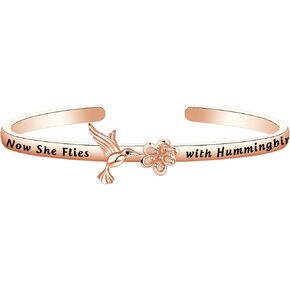 KUIYAI Now She Flies with Hummingbirds Bracelet Remembrance Gift Memorial Jewelry Sympathy Gift for Her Bereavement Gift