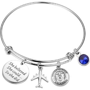 هدية عسكرية من TIIMG كانت تؤمن أنها تستطيع ذلك، فهي تفعل ذلك، سوار القوات الجوية للجيش البحري، سوار عسكري للأم والزوجة in Kuwait