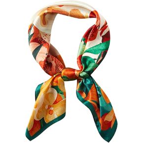 WUZININGLE 100% Mulberry Silk Square Scarf 27''x27'' Neck Scarf Hair Scarf Headscarf Gift Packed