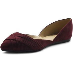 Ollio Women's Shoe Faux Suede Light Comforts D'Orsay Pointed Toe Braided Ballet Flat F85