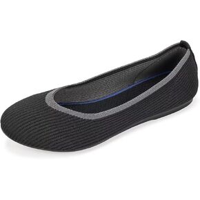 Frank Mully Women's Ballet Flats Round Toe Walking Flats Slip On Work Shoes Knitted Flats Shoes for Woman Soft Lightweight