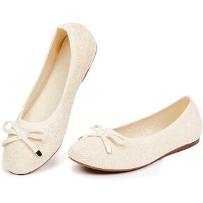 Frank Mully Women's Ballet Flats Round Toe Walking Flats Slip On Work Shoes Knitted Flats Shoes for Woman Soft Lightweight