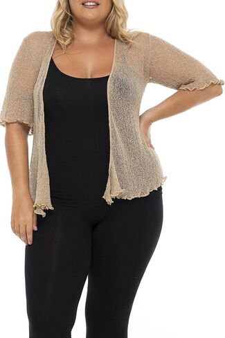 سترة نسائية من Back From Bali بمقاس كبير وأكمام قصيرة وغطاء للذراع بوليرو خفيف الوزن مقاس 2X 3X 4X in Kuwait