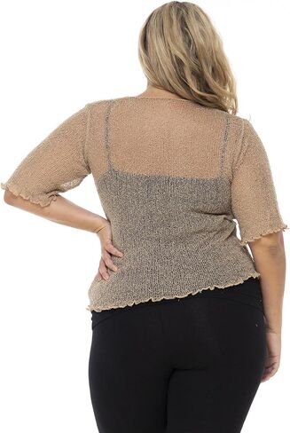 سترة نسائية من Back From Bali بمقاس كبير وأكمام قصيرة وغطاء للذراع بوليرو خفيف الوزن مقاس 2X 3X 4X in Kuwait