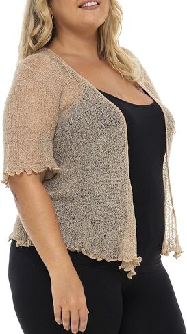 سترة نسائية من Back From Bali بمقاس كبير وأكمام قصيرة وغطاء للذراع بوليرو خفيف الوزن مقاس 2X 3X 4X in Kuwait