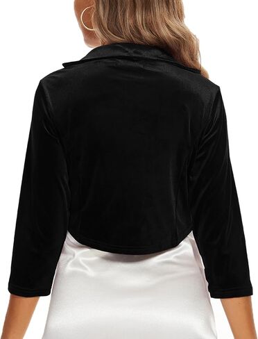 MINTLIMIT Women Velvet Bolero Shrug 3/4 Sleeve Open Front Bolero Cropped Cardigans Casual Elegant Shrugs for Dress in Saudi Arabia