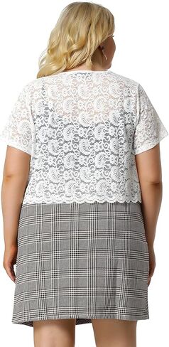 Agnes Orinda Plus Size Bolero Shrug for Women Short Sleeve Crochet Lace Open Front Cropped Cardigan in Saudi Arabia