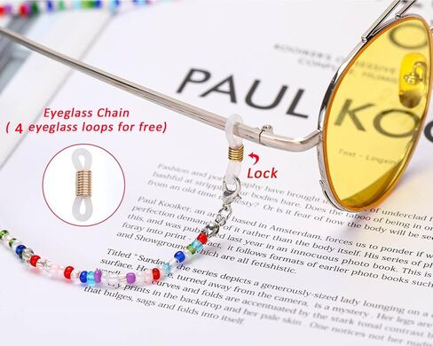 HOLLOSPORT 2 حزمة حبل قناع الوجه مطرز مع 4 نهايات سلسلة النظارات للنساء والفتيات، حامل ملحقات نظارات العين حزام قلادة حول الرقبة للبالغين in Kuwait