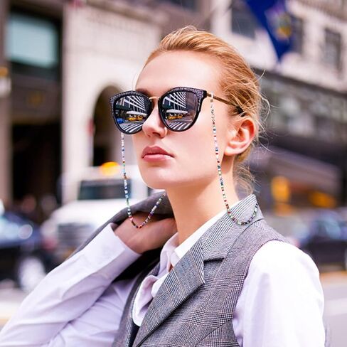 HOLLOSPORT 2 حزمة حبل قناع الوجه مطرز مع 4 نهايات سلسلة النظارات للنساء والفتيات، حامل ملحقات نظارات العين حزام قلادة حول الرقبة للبالغين in Kuwait