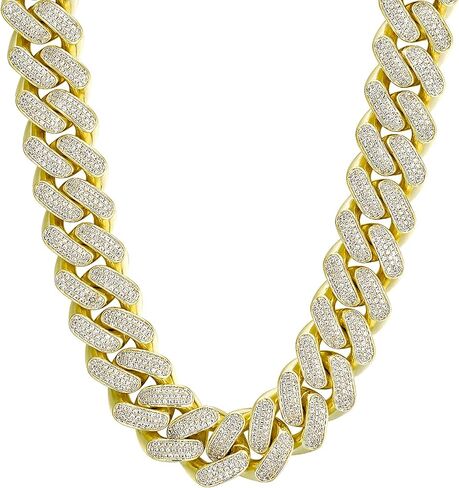 KRKC&CO 12mm/18mm/15mm/20mm Iced Cuban Link Chain for Men, 14k Gold Cuban Chain Necklace, Cuban Choker, Hip Hop Jewelry, Prong-Setting 5A CZ Stones, Durable Anti-Tarnish Urban Street-wear in Saudi Arabia