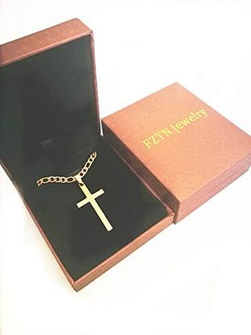 قلادة سلسلة ربط فيجارو ذهبية من FZTN للرجال والنساء والمراهقين والأولاد 18 قيراط مطلية بالذهب من الفولاذ المقاوم للصدأ، مجوهرات عصرية، يمكن ارتداؤها بمفردها أو مع قلادة، 18-26 بوصة in Kuwait