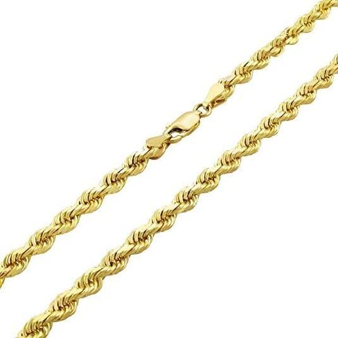 Galaxy Gold GG MADE IN USA SOLID GOLD 14K SOLID GOLD DIAMOND CUT ROPE MENS CHAIN 4MM THICK mens 14k STAMPED gold rope chain YELLOW GOLD Lobster Clasp MADE IN USA 18 inch to 30 inch in Saudi Arabia