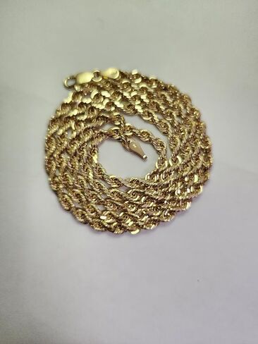 Galaxy Gold GG MADE IN USA SOLID GOLD 14K SOLID GOLD DIAMOND CUT ROPE MENS CHAIN 4MM THICK mens 14k STAMPED gold rope chain YELLOW GOLD Lobster Clasp MADE IN USA 18 inch to 30 inch in Saudi Arabia