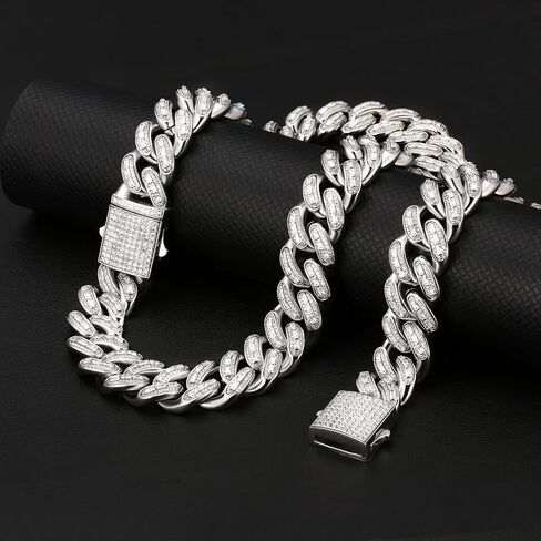 KRKC&CO 12mm/18mm/15mm/20mm Iced Cuban Link Chain for Men, 14k Gold Cuban Chain Necklace, Cuban Choker, Hip Hop Jewelry, Prong-Setting 5A CZ Stones, Durable Anti-Tarnish Urban Street-wear in Saudi Arabia