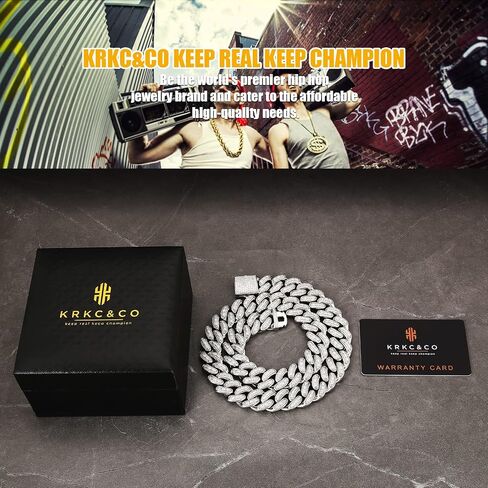 KRKC&CO 12mm/18mm/15mm/20mm Iced Cuban Link Chain for Men, 14k Gold Cuban Chain Necklace, Cuban Choker, Hip Hop Jewelry, Prong-Setting 5A CZ Stones, Durable Anti-Tarnish Urban Street-wear in Saudi Arabia