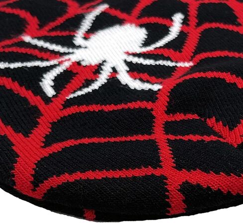 Black Spider Knitted Beanies,y2k Gothic Spider Web Knit Beanie Hat for Men Women,Stretch Winter Warm Hat Skull Cap,Spider Web with Spide Halloween Knit Beanie Hats,Costume Accessories Beanie Hat in Saudi Arabia