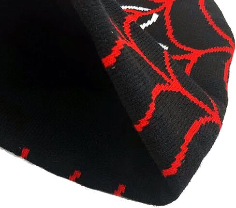 Black Spider Knitted Beanies,y2k Gothic Spider Web Knit Beanie Hat for Men Women,Stretch Winter Warm Hat Skull Cap,Spider Web with Spide Halloween Knit Beanie Hats,Costume Accessories Beanie Hat in Saudi Arabia