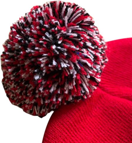 Dutern US Flag Chicago City Hockey Embroidery Classic Pom Cuff Chicago Beanie Hat Cuffed Winter Hat Knit Toque Skull Cap Red in Kuwait