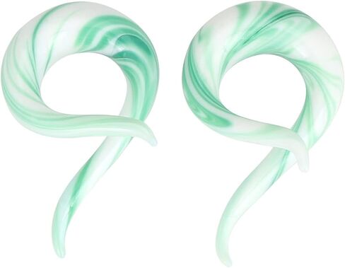 Qmcandy 2pcs Glass Spiral Ear Plugs Tapers Plugs Twist Stretchers Earrings Piercing Gauges 4g-00g in Kuwait