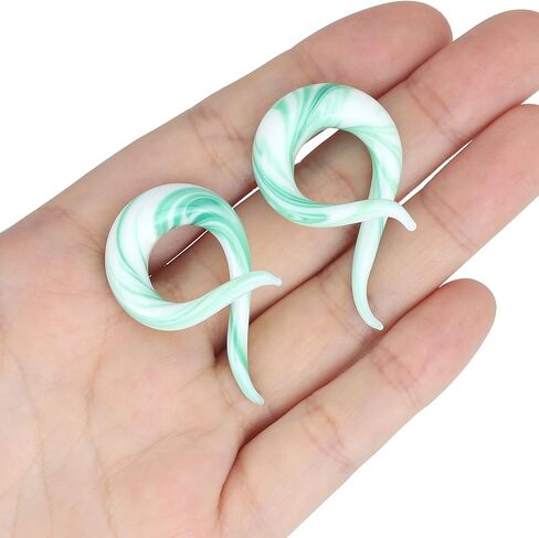 Qmcandy 2pcs Glass Spiral Ear Plugs Tapers Plugs Twist Stretchers Earrings Piercing Gauges 4g-00g in Kuwait