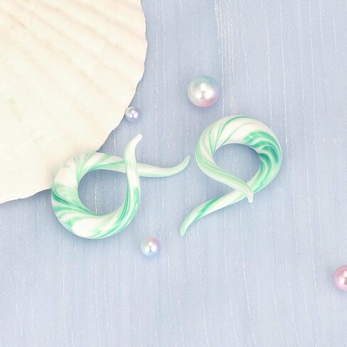 Qmcandy 2pcs Glass Spiral Ear Plugs Tapers Plugs Twist Stretchers Earrings Piercing Gauges 4g-00g in Kuwait