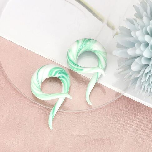 Qmcandy 2pcs Glass Spiral Ear Plugs Tapers Plugs Twist Stretchers Earrings Piercing Gauges 4g-00g in Kuwait