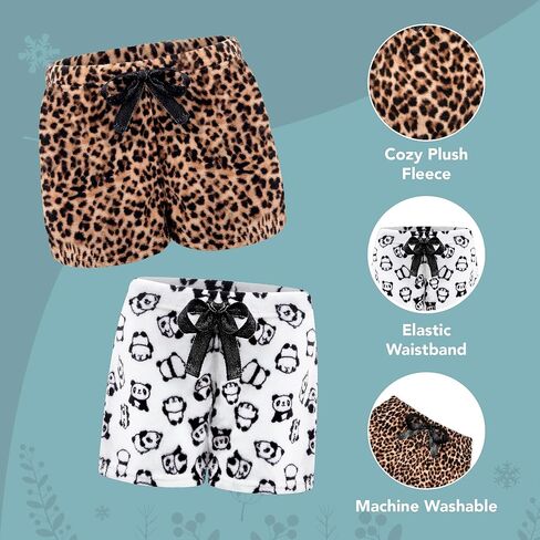 2-Pack Plush Cozy Pajama Sleep Shorts for Women - Super Soft PJ Shorts in Kuwait