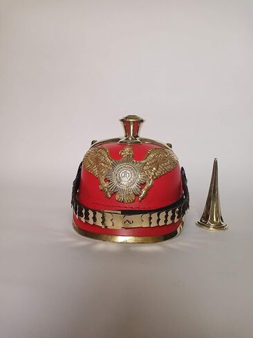 AnNafi Red German Pickelhaube Helmet | Leather Pickelhauben Imperial Prussian Helmet | Brass Military Officer Spiked Men’s Costume | WWI & WWII Army Vintage Helmets Replica LARP Re-Enactment Cosplay in Saudi Arabia
