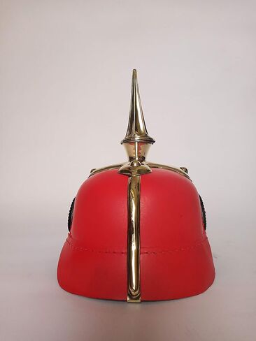 AnNafi Red German Pickelhaube Helmet | Leather Pickelhauben Imperial Prussian Helmet | Brass Military Officer Spiked Men’s Costume | WWI & WWII Army Vintage Helmets Replica LARP Re-Enactment Cosplay in Saudi Arabia