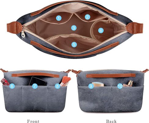 Vercord Womens Handbag Organizers for Tote bag Purse Insert Inside Liner bag with Zipper Beige Medium in Kuwait