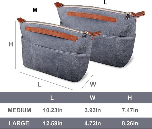 Vercord Womens Handbag Organizers for Tote bag Purse Insert Inside Liner bag with Zipper Beige Medium in Kuwait