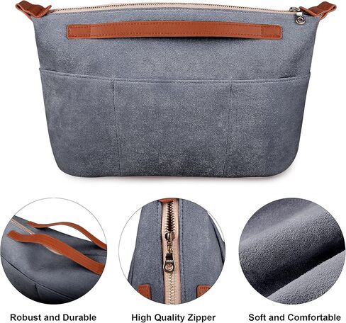 Vercord Womens Handbag Organizers for Tote bag Purse Insert Inside Liner bag with Zipper Beige Medium in Kuwait