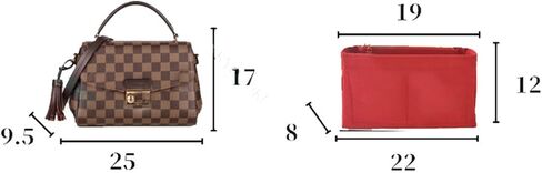 Lckaey Purse Organizer for CROISETTE handbag tassel bag felt Organizer insert2089red in Saudi Arabia