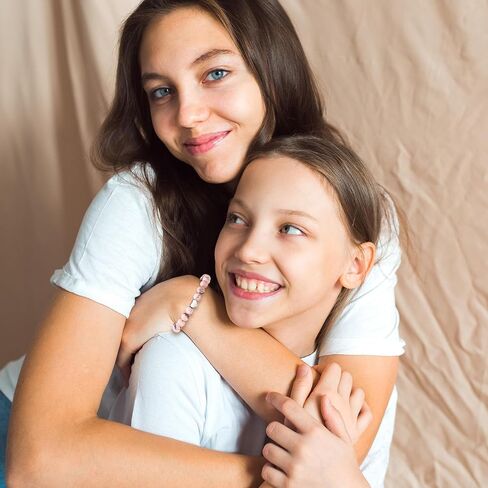 ASKRAIN سوار الوعد للأخت | الاصدقاء | الصداقة | عمة وابنة | الجدة والحفيدة كهدية لعيد الحب - الطول 7.2 بوصة سوار حجر الحمار الوحشي الوردي in Kuwait