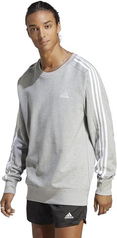 adidas Men's Essentials French Terry 3-Stripes Sweatshirt in Saudi Arabia