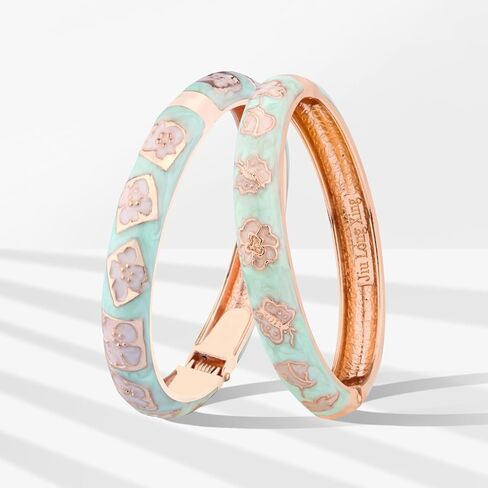 UJOY Vintage Bracelet Gold Plated Enameled Jewelry Spring Hinge Metal Cuff Cloisonne Bangles Set Gift Box Packed 55A in Saudi Arabia