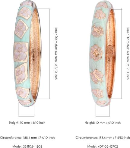 UJOY Vintage Bracelet Gold Plated Enameled Jewelry Spring Hinge Metal Cuff Cloisonne Bangles Set Gift Box Packed 55A in Saudi Arabia