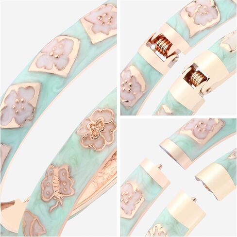 UJOY Vintage Bracelet Gold Plated Enameled Jewelry Spring Hinge Metal Cuff Cloisonne Bangles Set Gift Box Packed 55A in Saudi Arabia