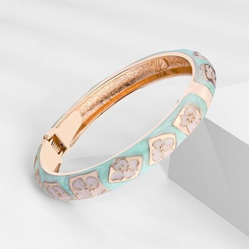 UJOY Vintage Bracelet Gold Plated Enameled Jewelry Spring Hinge Metal Cuff Cloisonne Bangles Set Gift Box Packed 55A in Saudi Arabia