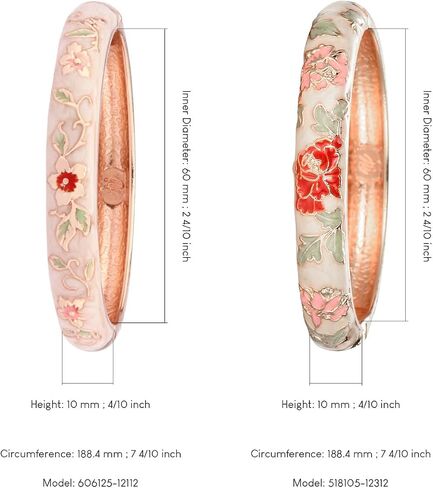 UJOY Vintage Bracelet Gold Plated Enameled Jewelry Spring Hinge Metal Cuff Cloisonne Bangles Set Gift Box Packed 55A in Saudi Arabia