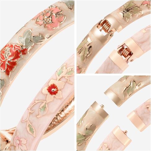 UJOY Vintage Bracelet Gold Plated Enameled Jewelry Spring Hinge Metal Cuff Cloisonne Bangles Set Gift Box Packed 55A in Saudi Arabia